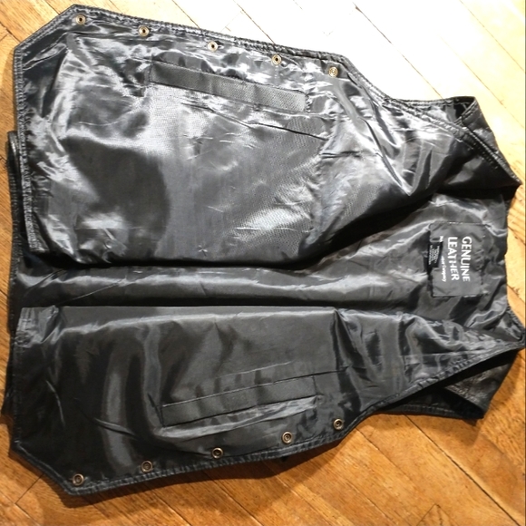 Mens Genuine Leathr Vest Navarre Blk Biker Italian Snap Motorcycle 2X Big & Tall - Picture 12 of 15